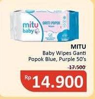 Promo Harga MITU Baby Wipes Blue With Chrysanthemum Vit E, Purple With W Hazel Chrysanthemum 50 pcs - Alfamidi