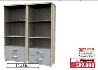 Promo Harga Super Furniture Rak Buku RB 111 Sonoma Series 60 X 38 Cm  - Lotte Grosir