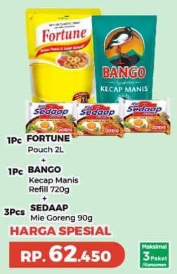 Promo Harga Fortune Minyak Goreng + Bango Kecap Manis + Sedaap Mie Goreng  - Yogya