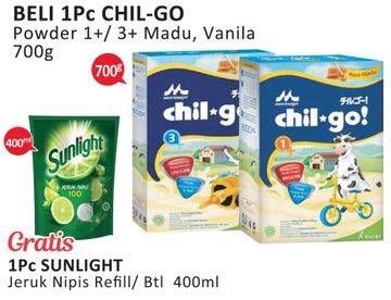 Beli 1 Pc CHIL-GO Powder 1+/3+ Madu, Vanila 700g Gratis 1Pc SUNLIGHT Jeruk Nipis Refill/ Btl 400ml