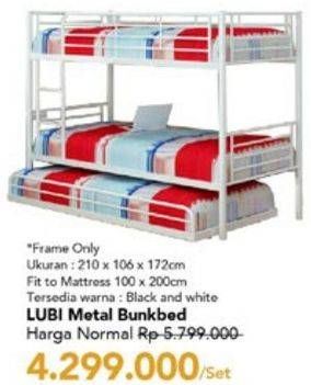 Promo Harga LUBI Metal Bunk Bed Hitam, Putih  - Carrefour