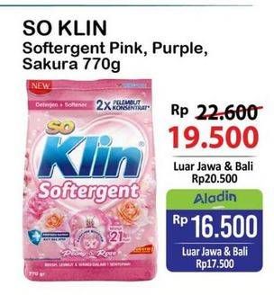 Promo Harga So Klin Softergent Purple Lavender, Rossy Pink, Soft Sakura 770 gr - Alfamart