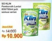 Promo Harga SO KLIN Pembersih Lantai Hijau Fruity Apple, Sereh Lemongrass 780 ml - Indomaret