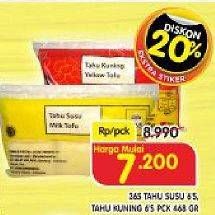 Promo Harga 365 Tahu Susu & Kuning 6 pcs - Superindo