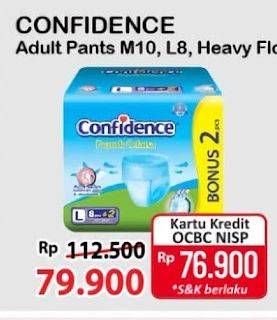 Promo Harga Confidence Adult Diapers Pants M10+2, L8+2 10 pcs - Alfamart
