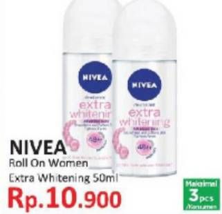 Promo Harga NIVEA Deo Roll On Extra Whitening 50 ml - Indomaret