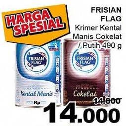 Promo Harga FRISIAN FLAG Susu Kental Manis Putih, Cokelat 490 gr - Giant