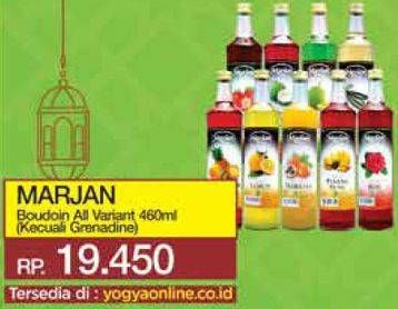 Promo Harga MARJAN Syrup Boudoin Kecuali Grenadine 460 ml - Yogya