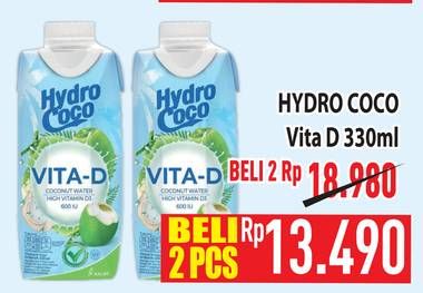 Promo Harga Hydro Coco Vita-D 330 ml - Hypermart