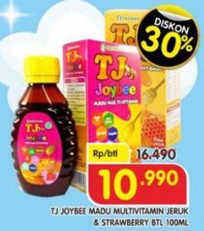 Promo Harga Tresno Joyo Joybee Madu Multivitamin Jeruk, Strawberry 100 ml - Superindo