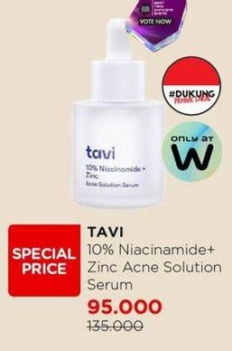Promo Harga Tavi 10% Niacinamide + Zinc Acne Solution Serum 30 ml - Watsons