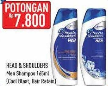 Promo Harga HEAD & SHOULDERS Men Shampoo Cool Blast, Hair Retain 165 ml - Hypermart