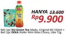Promo Harga Beli 1pc Nu Green Tea Madu, Original Btl 330ml + Beli 1pc Deka Wafer Mini Bites Choco, Ube 72g  - Alfamidi