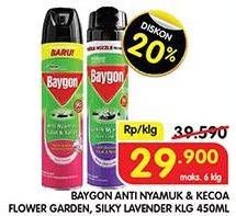 Promo Harga Baygon Insektisida Spray Flower Garden, Silky Lavender 450 ml - Superindo