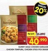 Promo Harga SUNNY GOLD Chicken Kaarage, Tempura, Stick 500 g  - Superindo