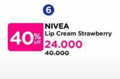 Promo Harga Nivea Lip Balm Strawberry Shine 4 gr - Watsons