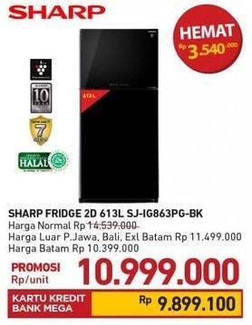 Promo Harga SHARP FRIDGE 2 door 613L SJ-IG863PG-BK 1 pcs - Carrefour