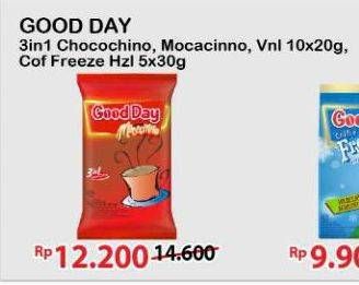 Promo Harga Good Day Instant Coffee 3 in 1 Chococinno, Mocacinno, Vanilla Latte per 10 sachet 20 gr - Alfamart