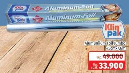 Promo Harga KLINPAK Aluminium Foil 45cm X 7.6m  - Lotte Grosir