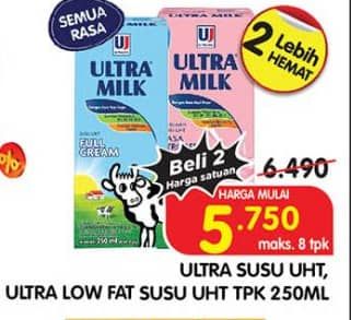 Promo Harga Ultra Milk Susu UHT All Variants 250 ml - Superindo