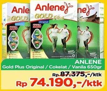 Promo Harga ANLENE Gold Plus Susu High Calcium Original, Cokelat, Vanila 650 gr - TIP TOP