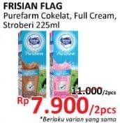 Promo Harga FRISIAN FLAG Susu UHT Purefarm Coklat, Full Cream, Strawberry per 2 pcs 225 ml - Alfamidi
