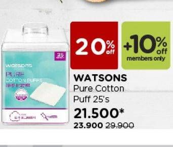 Promo Harga WATSONS Pure Cotton Puff 25 pcs - Watsons
