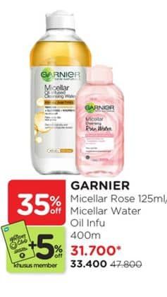 Promo Harga Garnier Micellar Water Rose, Oil-Infused 125 ml - Watsons