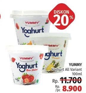 Promo Harga YUMMY Yogurt All Variants 100 ml - LotteMart