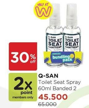 Promo Harga Q-SAN Toilet Seat Sanitizer per 2 botol 60 ml - Watsons