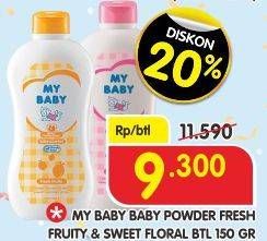 Promo Harga MY BABY Baby Powder Fresh Fruity, Sweet Floral 150 gr - Superindo