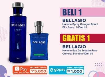 Promo Harga Bellagio Sport Spray Cologne Blu, Rosso 100 ml - Indomaret