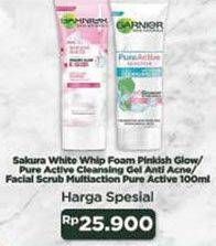 Promo Harga Sakura White Whip Foam Pinkish Glow/ Pure Active Cleansing Gel/ Facial Scrub Pure Active  - Indomaret