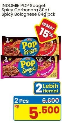 Promo Harga Indomie Pop Spageti Spicy Carbonara, Spicy Bolognese 80 gr - Indomaret