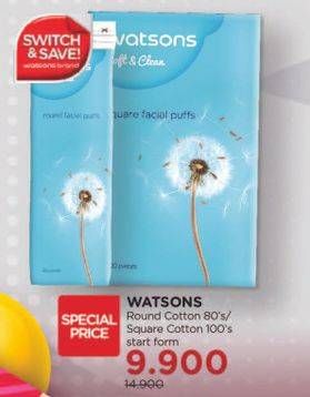 Promo Harga WATSONS Round Cotton/ Square Cotton  - Watsons