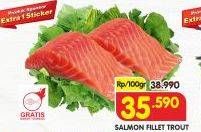 Promo Harga Salmon Fillet Trout per 100 gr - Superindo