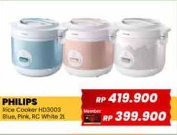 Promo Harga Philips HD3003/30 Rice Cooker 1.8L  - Yogya