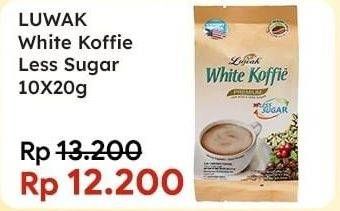 Promo Harga Luwak White Koffie Less Sugar per 10 sachet 20 gr - Indomaret