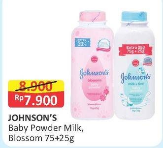 Promo Harga JOHNSONS Baby Powder Blossom, Milk + Rice 100 gr - Alfamart