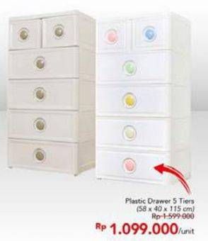 Promo Harga Drawer Plastic Drawer 5 Layer  - Carrefour