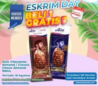 Promo Harga Aice Ice Cream Chocolate Almond, Classic Choco Almond 90 gr - Indomaret