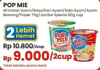 Promo Harga Indomie Pop Mie Instan Ayam, Baso, Kari Ayam, Soto Ayam, Ayam Bawang, Goreng Spesial 75 gr - Indomaret