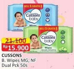 Promo Harga CUSSONS BABY Wipes Mild Gentle, Naturally Refreshing 50 pcs - Alfamart