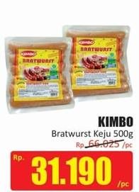 Promo Harga KIMBO Bratwurst Keju per 6 pcs 500 gr - Hari Hari
