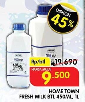 Promo Harga Hometown Fresh Milk Plain 450 ml - Superindo