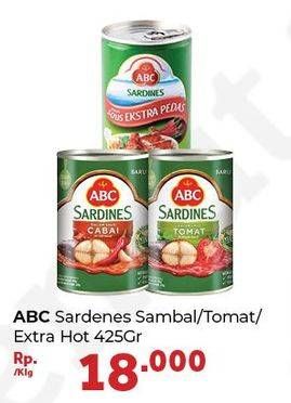 Promo Harga ABC Sardines Saus Cabai, Saus Tomat, Saus Ekstra Pedas 425 gr - Carrefour