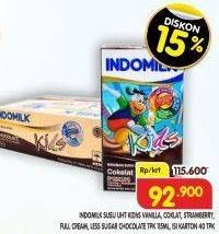 Promo Harga Indomilk Susu UHT Kids Cokelat, Full Cream, Stroberi, Vanila, Less Sugar 115 ml - Superindo