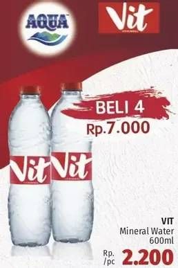 Promo Harga VIT Air Mineral per 4 botol 600 ml - LotteMart