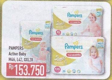Promo Harga PAMPERS Premium Care Active Baby Pants M46, L42, XXL28  - Hypermart