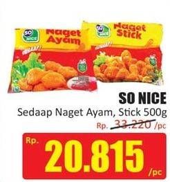 Promo Harga SO NICE Sedaap Chicken Nugget Stick 500 gr - Hari Hari